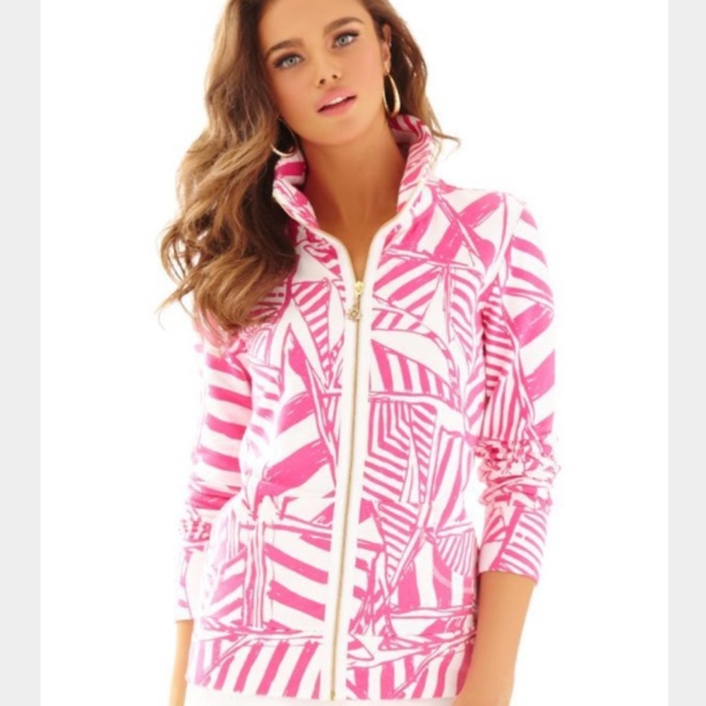 Lilly Pulitzer Leona Zip Up Jacket Medium Pink
